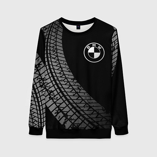 Женский свитшот BMW tire tracks / 3D-Черный – фото 1