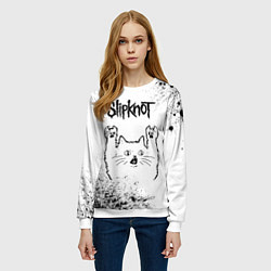 Свитшот женский Slipknot рок кот на светлом фоне, цвет: 3D-белый — фото 2