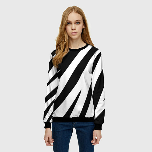 Женский свитшот Камуфляж зебры / 3D-Черный – фото 3
