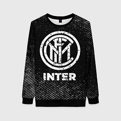 Женский свитшот Inter с потертостями на темном фоне