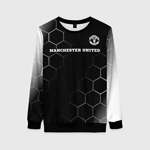 Женский свитшот Manchester United sport на темном фоне: символ све / 3D-Черный – фото 1