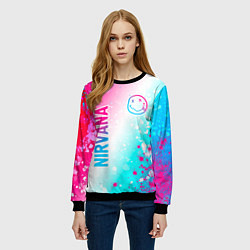 Свитшот женский Nirvana neon gradient style: надпись, символ, цвет: 3D-черный — фото 2