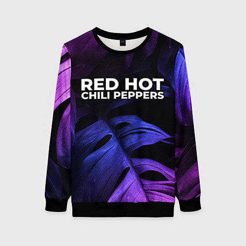 Женский свитшот Red Hot Chili Peppers neon monstera / 3D-Черный – фото 1