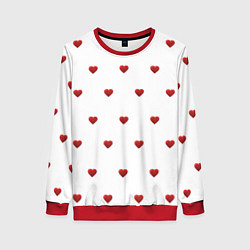 Женский свитшот Белая поляна с красными сердечками