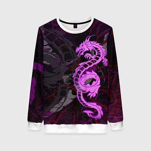 Женский свитшот Неоновый дракон purple dragon / 3D-Белый – фото 1