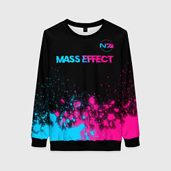 Свитшот женский Mass Effect - neon gradient: символ сверху, цвет: 3D-черный