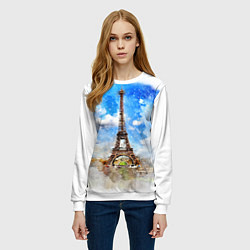Свитшот женский Париж Эйфелева башня рисунок, цвет: 3D-белый — фото 2