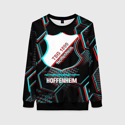 Женский свитшот Hoffenheim FC в стиле glitch на темном фоне / 3D-Черный – фото 1