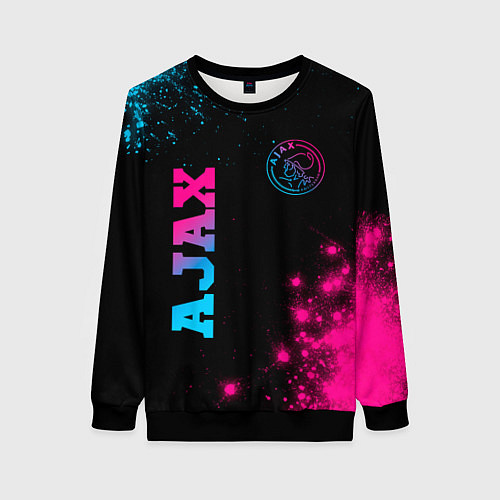 Женский свитшот Ajax - neon gradient: надпись, символ / 3D-Черный – фото 1