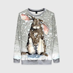 Свитшот женский Кролик Снежок Милый, цвет: 3D-меланж