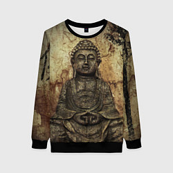 Свитшот женский Статуя Будды, цвет: 3D-черный