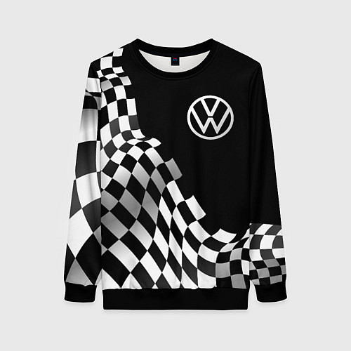 Женский свитшот Volkswagen racing flag / 3D-Черный – фото 1