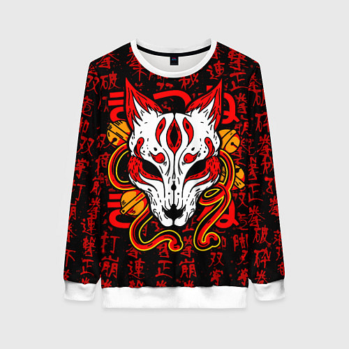 Женский свитшот Кицунэ японская лиса / 3D-Белый – фото 1