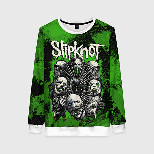 Женский свитшот Slipknot green abstract / 3D-Белый – фото 1