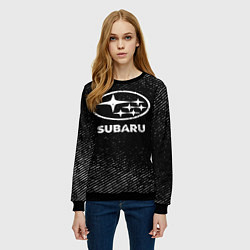 Свитшот женский Subaru с потертостями на темном фоне, цвет: 3D-черный — фото 2