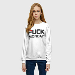 Свитшот женский Fuck monday: fila, antibrand, цвет: 3D-белый — фото 2