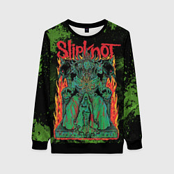 Свитшот женский Slipknot green satan, цвет: 3D-черный