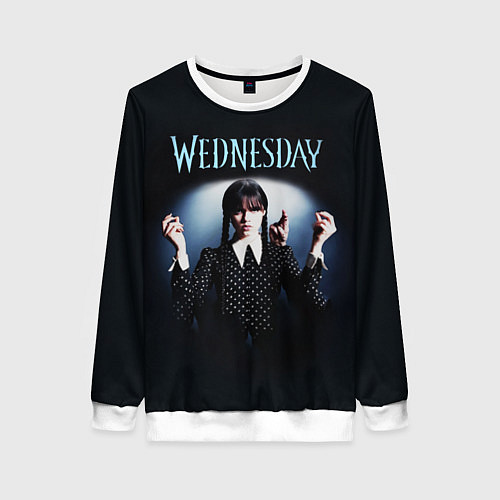 Женский свитшот Уэнсдей и рука / 3D-Белый – фото 1