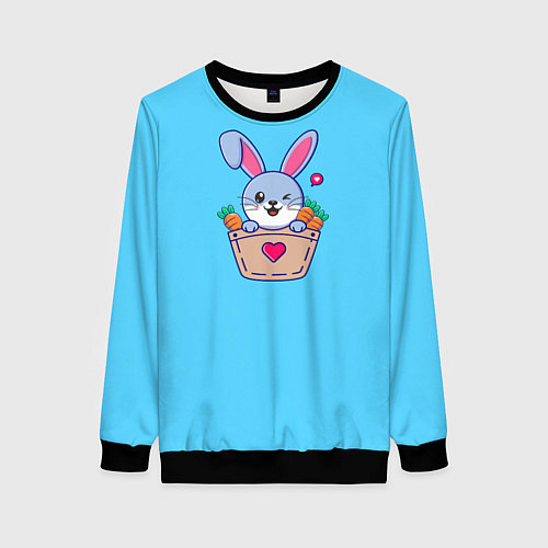 Женский свитшот Кролик Символ года 2023 / 3D-Черный – фото 1