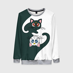 Свитшот женский Луна и Артемис инь-янь, цвет: 3D-меланж