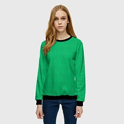 Свитшот женский Зеленый вязаный свитер, цвет: 3D-черный — фото 2