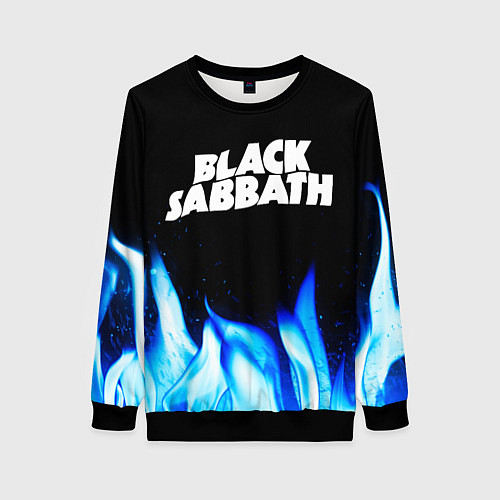 Женский свитшот Black Sabbath blue fire / 3D-Черный – фото 1