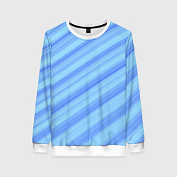 Свитшот женский Сине-голубые полосы абстракция, цвет: 3D-белый