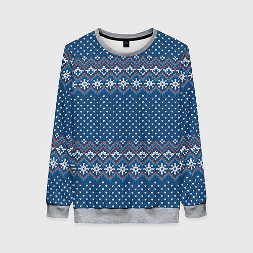 Женский свитшот Вязанный стиль - классика / 3D-Меланж – фото 1