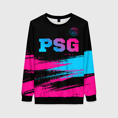 Женский свитшот PSG - neon gradient: символ сверху / 3D-Черный – фото 1