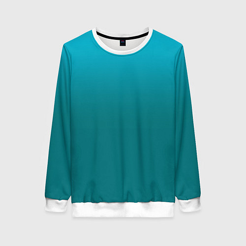 Женский свитшот Градиент бирюзовый / 3D-Белый – фото 1