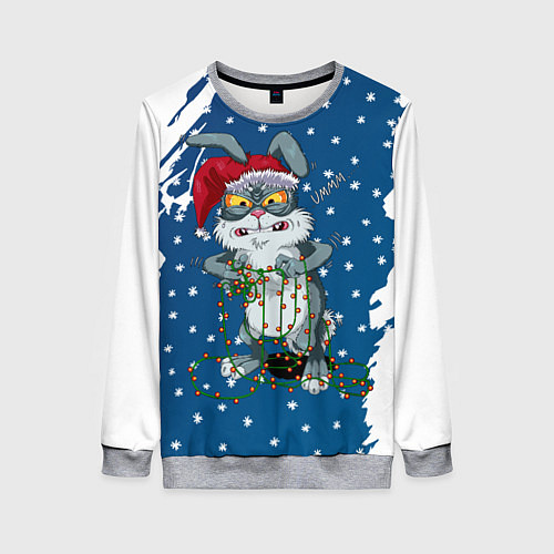 Женский свитшот Кролик и гирлянда - 2023 / 3D-Меланж – фото 1