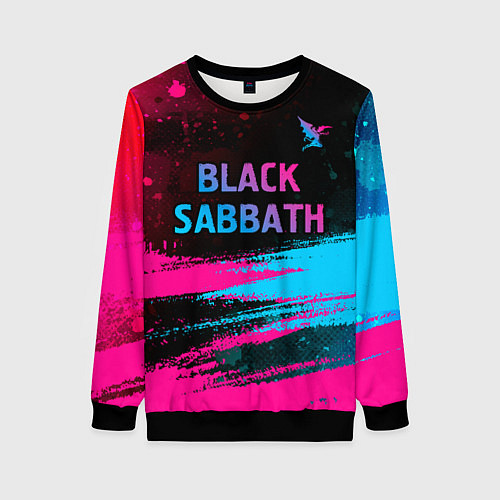 Женский свитшот Black Sabbath - neon gradient: символ сверху / 3D-Черный – фото 1