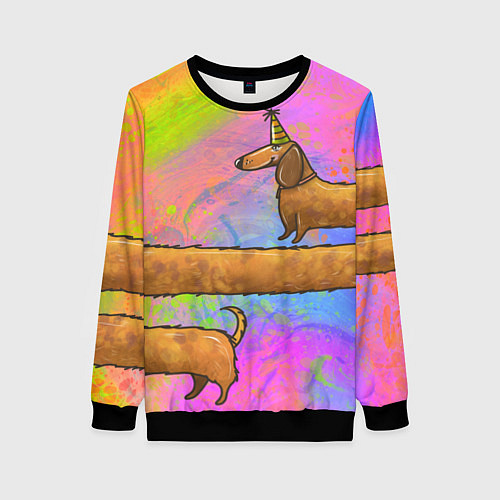 Женский свитшот Очень-очень длинная такса / 3D-Черный – фото 1