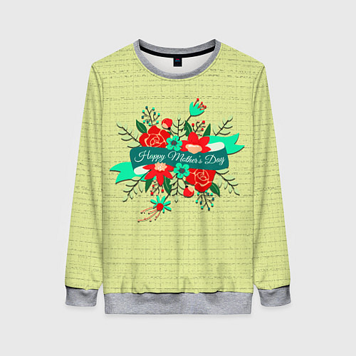 Женский свитшот Happy Mothers Day - букет / 3D-Меланж – фото 1