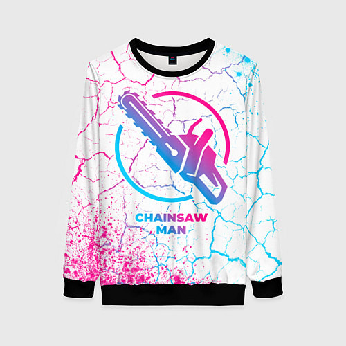 Женский свитшот Chainsaw Man neon gradient style / 3D-Черный – фото 1