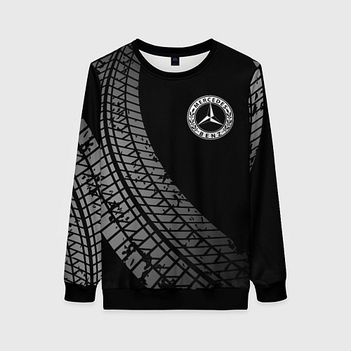 Женский свитшот Mercedes tire tracks / 3D-Черный – фото 1