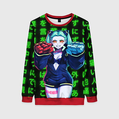 Женский свитшот Неоновые иероглифы - Rebecca / 3D-Красный – фото 1