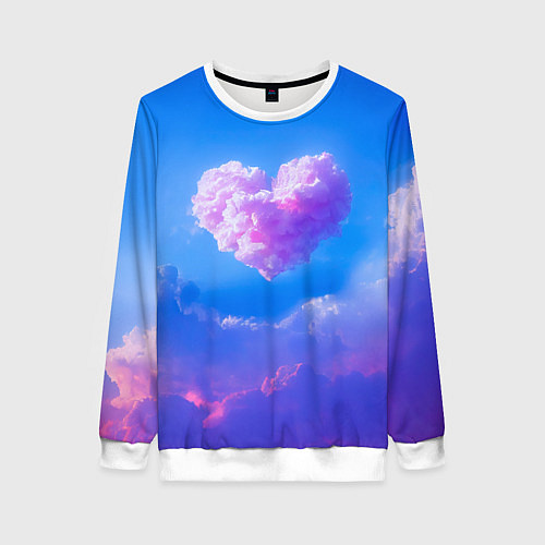 Женский свитшот Облако в форме сердца / 3D-Белый – фото 1