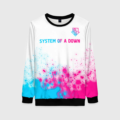 Женский свитшот System of a Down neon gradient style: символ сверх / 3D-Черный – фото 1