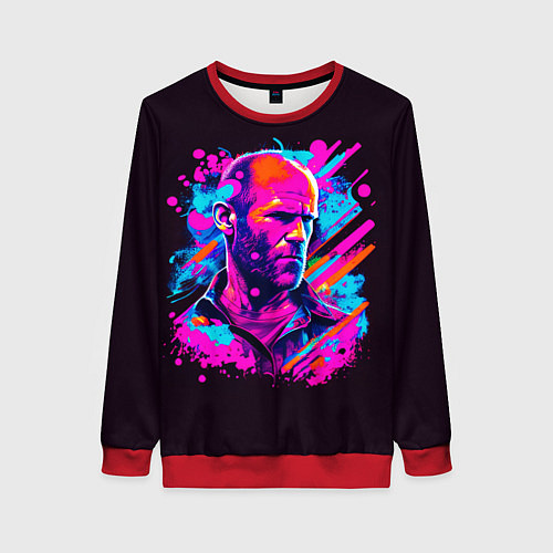 Женский свитшот Jason Statham - pop art / 3D-Красный – фото 1