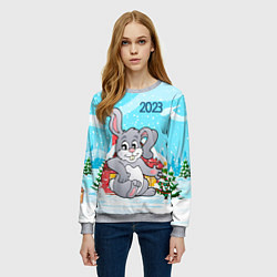 Свитшот женский Кролик 2023 новый год, цвет: 3D-меланж — фото 2