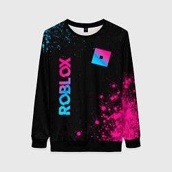 Свитшот женский Roblox - neon gradient: надпись, символ, цвет: 3D-черный
