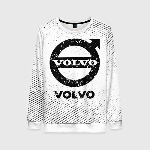 Женский свитшот Volvo с потертостями на светлом фоне / 3D-Белый – фото 1