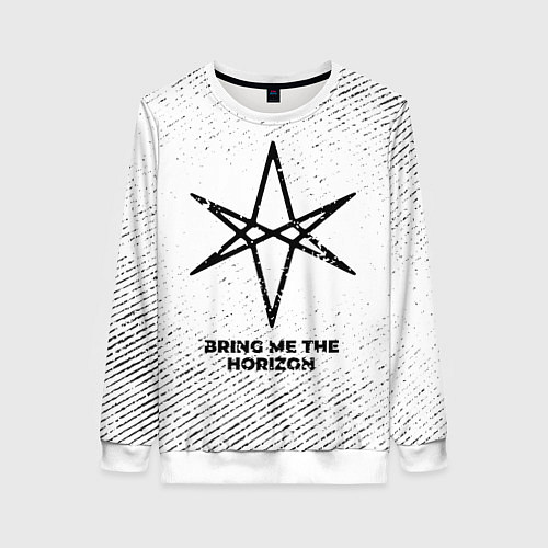 Женский свитшот Bring Me the Horizon с потертостями на светлом фон / 3D-Белый – фото 1