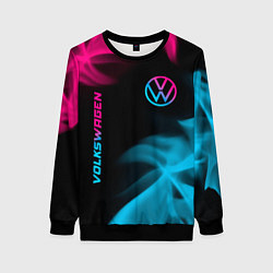 Свитшот женский Volkswagen - neon gradient: надпись, символ, цвет: 3D-черный