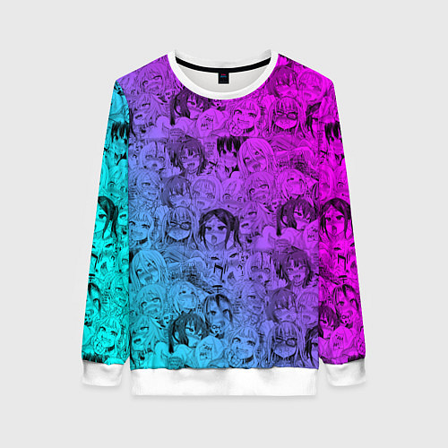 Женский свитшот Ахегао девушки градиент / 3D-Белый – фото 1