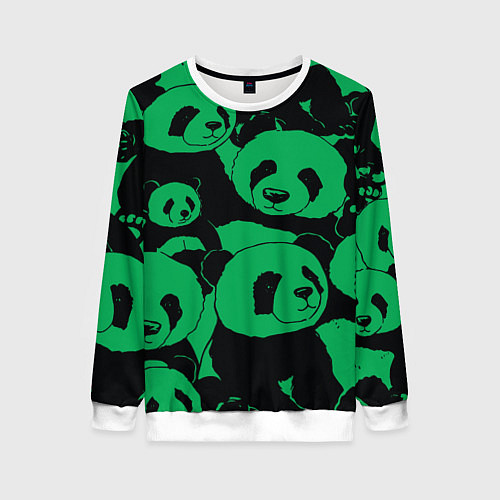 Женский свитшот Panda green pattern / 3D-Белый – фото 1