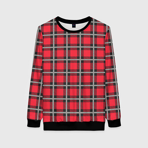 Женский свитшот Красная шотландская клетка / 3D-Черный – фото 1