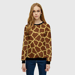 Свитшот женский Текстура жирафа, цвет: 3D-черный — фото 2