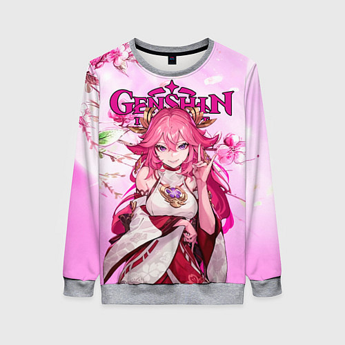 Женский свитшот Яэ Мико Геншин импакт / 3D-Меланж – фото 1